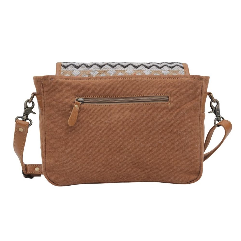 Myra Bag Handmade Sansa Hand Tooled Bag Upcycled Canvas & Cowhide Leather - Picture 3 of 7